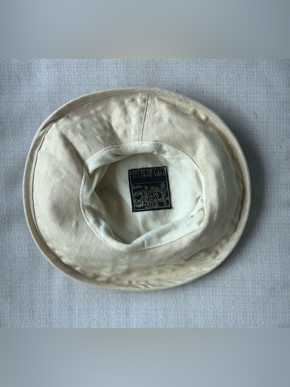 NWOT Mystery Hat Cafe Cream Linen Bucket Hat - Picture 4 of 4